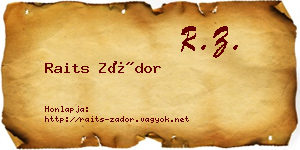 Raits Zádor névjegykártya